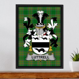 Irish Luttrell Coat of Arms Family Crest Ireland Framed Canvas Print Irish National Tartan