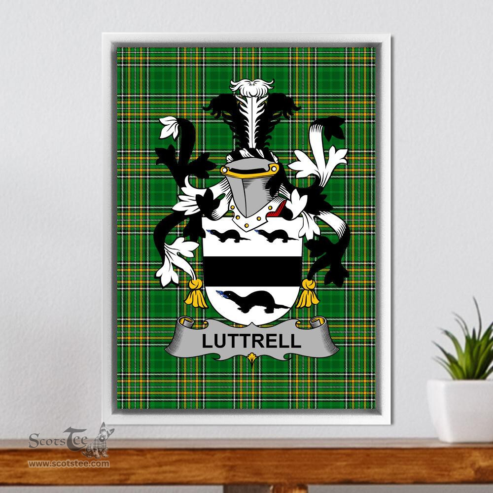 Irish Luttrell Coat of Arms Family Crest Ireland Framed Canvas Print Irish National Tartan