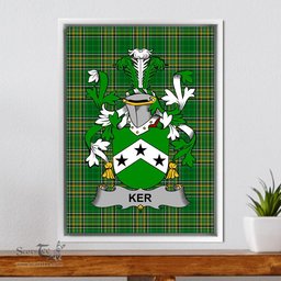 Irish Ker Coat of Arms Family Crest Ireland Framed Canvas Print Irish National Tartan