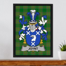 Irish Joynt Coat of Arms Family Crest Ireland Framed Canvas Print Irish National Tartan