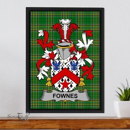 Irish Fownes Coat of Arms Family Crest Ireland Framed Canvas Print Irish National Tartan