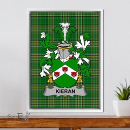 Irish Kieran or O'Kieran Coat of Arms Family Crest Ireland Framed Canvas Print Irish National Tartan