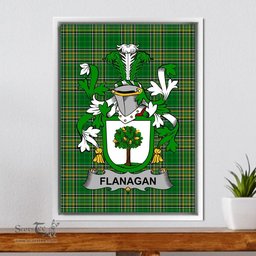 Irish Flanagan or O'Flanagan Coat of Arms Family Crest Ireland Framed Canvas Print Irish National Tartan