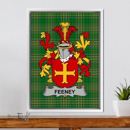 Irish Feeney or O'Feney Coat of Arms Family Crest Ireland Framed Canvas Print Irish National Tartan