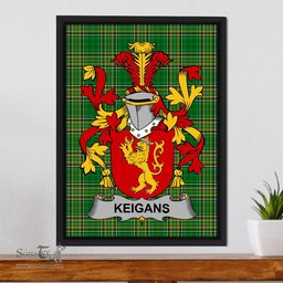 Irish Keigans or McKeehan Coat of Arms Family Crest Ireland Framed Canvas Print Irish National Tartan