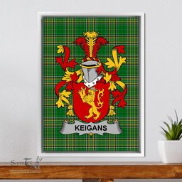 Irish Keigans or McKeehan Coat of Arms Family Crest Ireland Framed Canvas Print Irish National Tartan