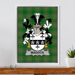 Irish Madock or Maddox Coat of Arms Family Crest Ireland Framed Canvas Print Irish National Tartan