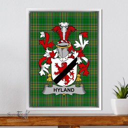 Irish Hyland or O'Hyland Coat of Arms Family Crest Ireland Framed Canvas Print Irish National Tartan