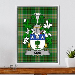 Irish Kidd Coat of Arms Family Crest Ireland Framed Canvas Print Irish National Tartan