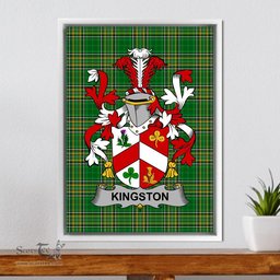 Irish Kingston Coat of Arms Family Crest Ireland Framed Canvas Print Irish National Tartan