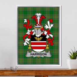 Irish Harrison Coat of Arms Family Crest Ireland Framed Canvas Print Irish National Tartan