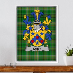 Irish Lany or Laney Coat of Arms Family Crest Ireland Framed Canvas Print Irish National Tartan