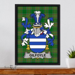 Irish Gilfoyle or McGilfoyle Coat of Arms Family Crest Ireland Framed Canvas Print Irish National Tartan