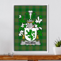 Irish Holmes Coat of Arms Family Crest Ireland Framed Canvas Print Irish National Tartan