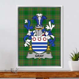 Irish Gray Coat of Arms Family Crest Ireland Framed Canvas Print Irish National Tartan