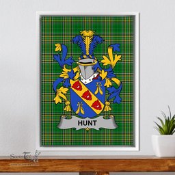 Irish Hunt Coat of Arms Family Crest Ireland Framed Canvas Print Irish National Tartan