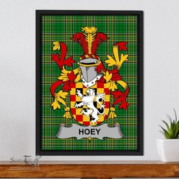 Irish Hoey or O'Hoey Coat of Arms Family Crest Ireland Framed Canvas Print Irish National Tartan