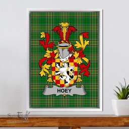 Irish Hoey or O'Hoey Coat of Arms Family Crest Ireland Framed Canvas Print Irish National Tartan