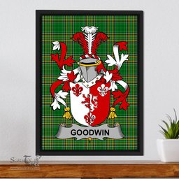 Irish Goodwin Coat of Arms Family Crest Ireland Framed Canvas Print Irish National Tartan