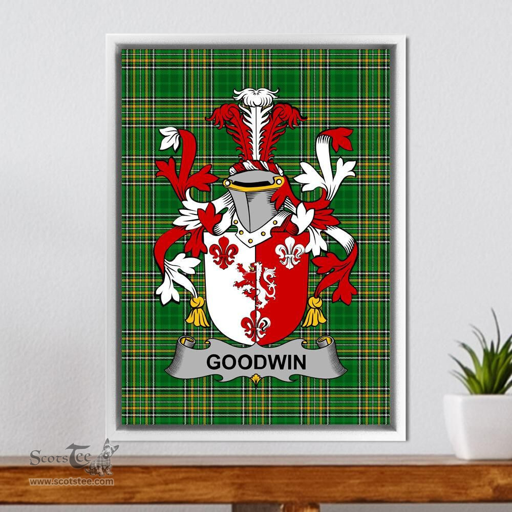 Irish Goodwin Coat of Arms Family Crest Ireland Framed Canvas Print Irish National Tartan