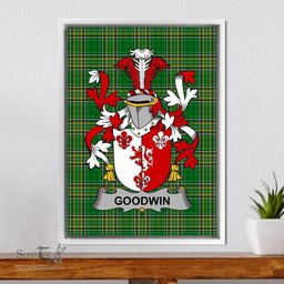 Irish Goodwin Coat of Arms Family Crest Ireland Framed Canvas Print Irish National Tartan