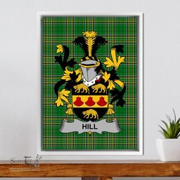 Irish Hill Coat of Arms Family Crest Ireland Framed Canvas Print Irish National Tartan