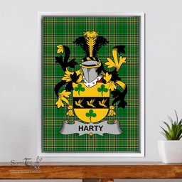 Irish Harty or O'Haherty Coat of Arms Family Crest Ireland Framed Canvas Print Irish National Tartan