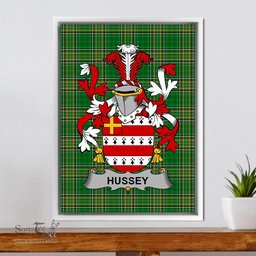 Irish Hussey or O'Hosey Coat of Arms Family Crest Ireland Framed Canvas Print Irish National Tartan