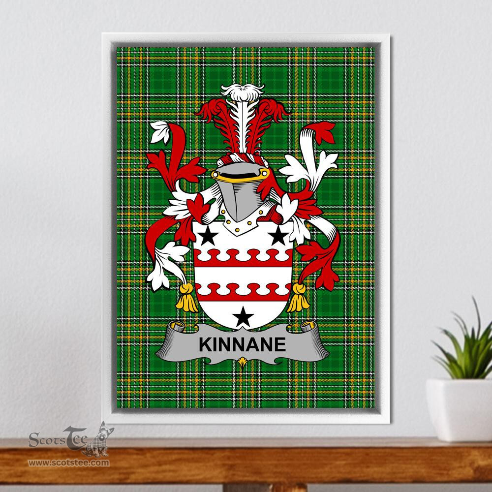 Irish Kinnane or O'Kinane Coat of Arms Family Crest Ireland Framed Canvas Print Irish National Tartan