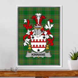 Irish Kinnane or O'Kinane Coat of Arms Family Crest Ireland Framed Canvas Print Irish National Tartan