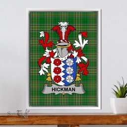 Irish Hickman Coat of Arms Family Crest Ireland Framed Canvas Print Irish National Tartan