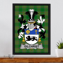 Irish Gilchrist or McGilchrist Coat of Arms Family Crest Ireland Framed Canvas Print Irish National Tartan