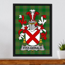 Irish Fitz-Gerald Coat of Arms Family Crest Ireland Framed Canvas Print Irish National Tartan