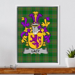 Irish Lacy or De Lacy Coat of Arms Family Crest Ireland Framed Canvas Print Irish National Tartan