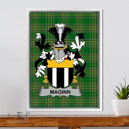 Irish Maginn or Ginn Coat of Arms Family Crest Ireland Framed Canvas Print Irish National Tartan