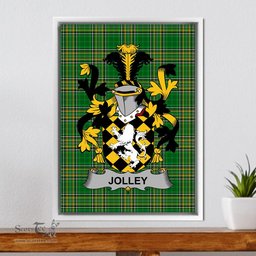 Irish Jolley or Jolly Coat of Arms Family Crest Ireland Framed Canvas Print Irish National Tartan