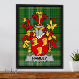 Irish Hamley Coat of Arms Family Crest Ireland Framed Canvas Print Irish National Tartan