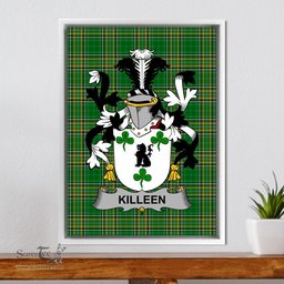Irish Killeen or O'Killeen Coat of Arms Family Crest Ireland Framed Canvas Print Irish National Tartan
