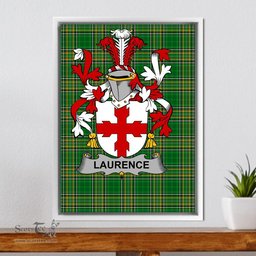 Irish Laurence Coat of Arms Family Crest Ireland Framed Canvas Print Irish National Tartan