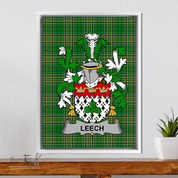 Irish Lee or O'Lee Coat of Arms Family Crest Ireland Framed Canvas Print Irish National Tartan