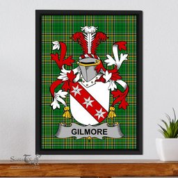 Irish Gilmore Coat of Arms Family Crest Ireland Framed Canvas Print Irish National Tartan