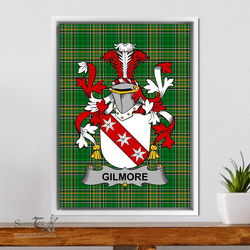 Irish Gilmore Coat of Arms Family Crest Ireland Framed Canvas Print Irish National Tartan