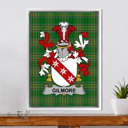 Irish Gilmore Coat of Arms Family Crest Ireland Framed Canvas Print Irish National Tartan