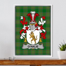Irish Halie or O'Halie Coat of Arms Family Crest Ireland Framed Canvas Print Irish National Tartan