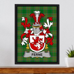 Irish Ferne Coat of Arms Family Crest Ireland Framed Canvas Print Irish National Tartan