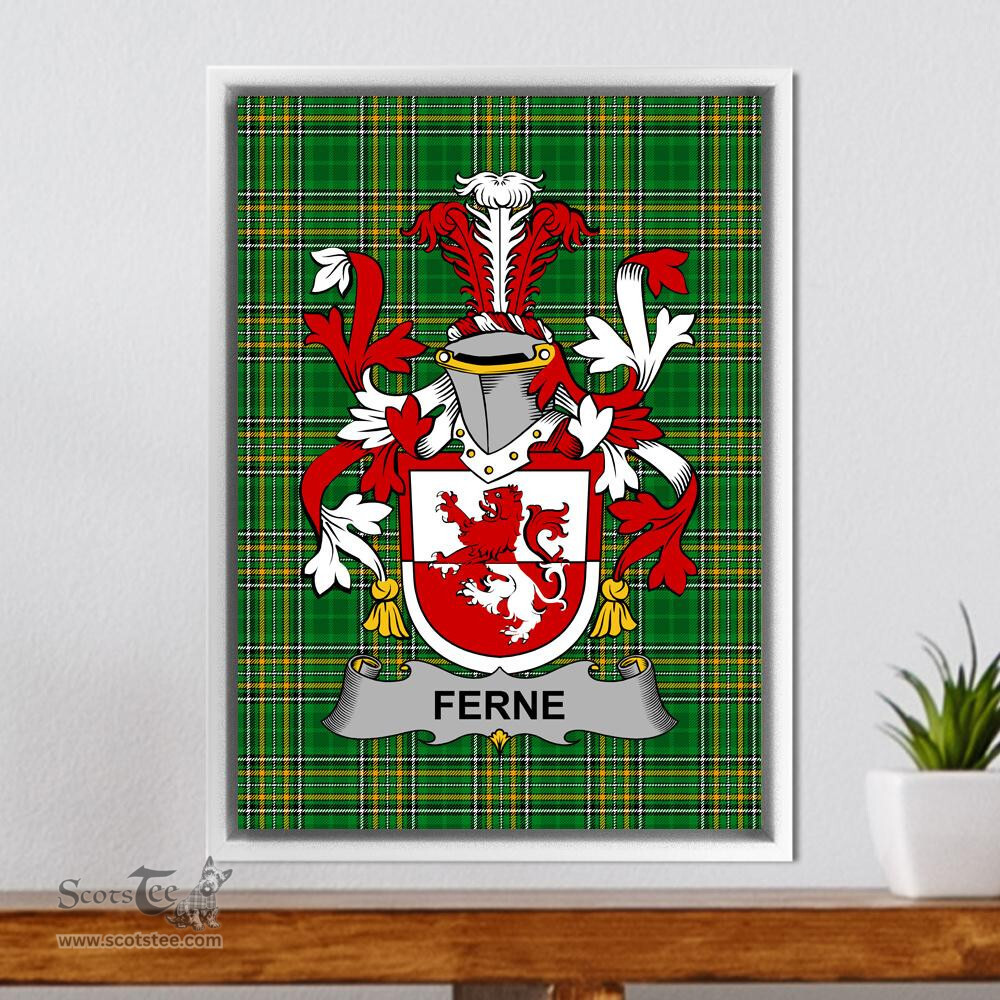 Irish Ferne Coat of Arms Family Crest Ireland Framed Canvas Print Irish National Tartan
