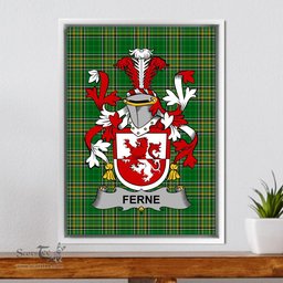 Irish Ferne Coat of Arms Family Crest Ireland Framed Canvas Print Irish National Tartan