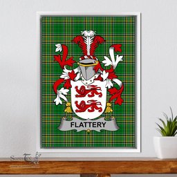 Irish Flattery or O'Flattery Coat of Arms Family Crest Ireland Framed Canvas Print Irish National Tartan