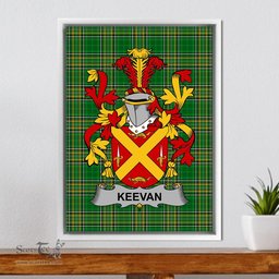 Irish Keevan or O'Kevane Coat of Arms Family Crest Ireland Framed Canvas Print Irish National Tartan