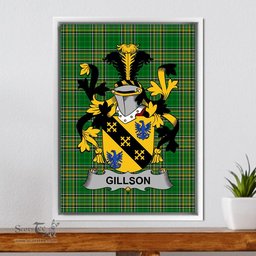 Irish Gillson Coat of Arms Family Crest Ireland Framed Canvas Print Irish National Tartan